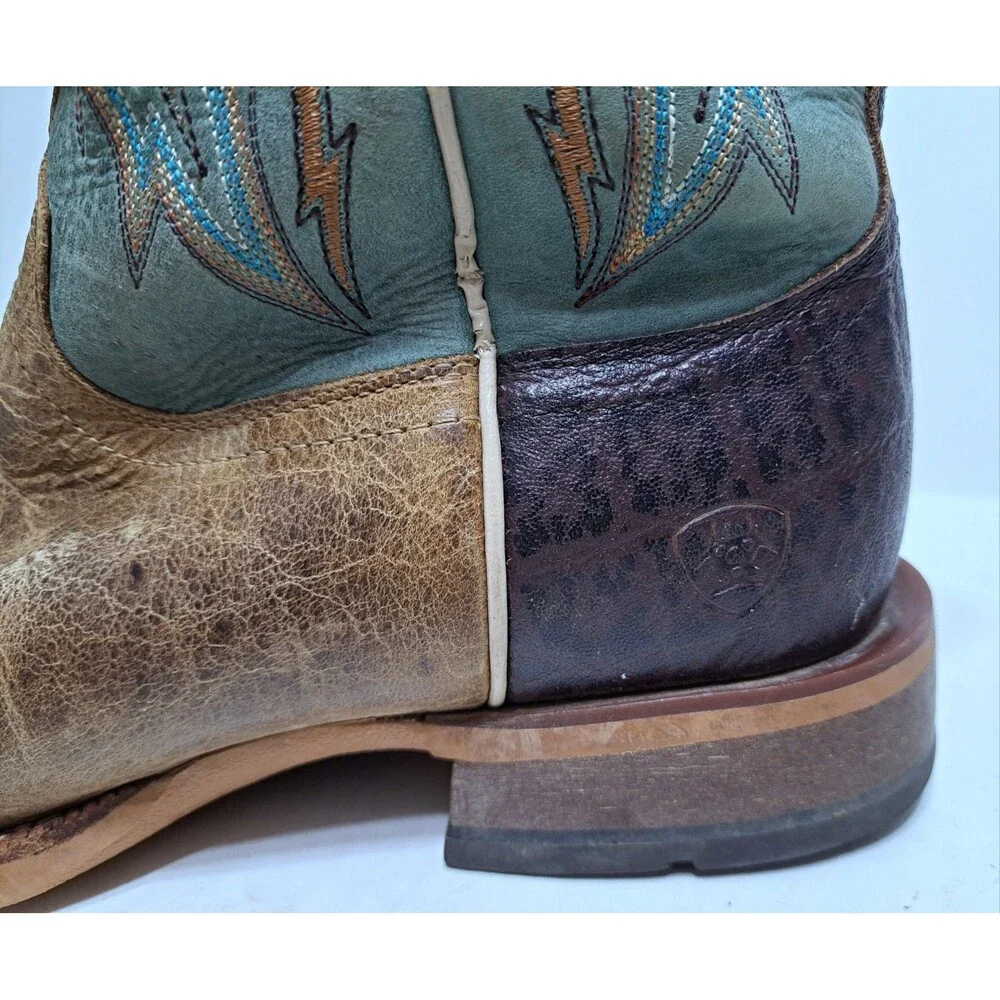 Ariat Arena Rebound Western Boots Men's 9EE Blue Brown Turquoise Cowboy Leather